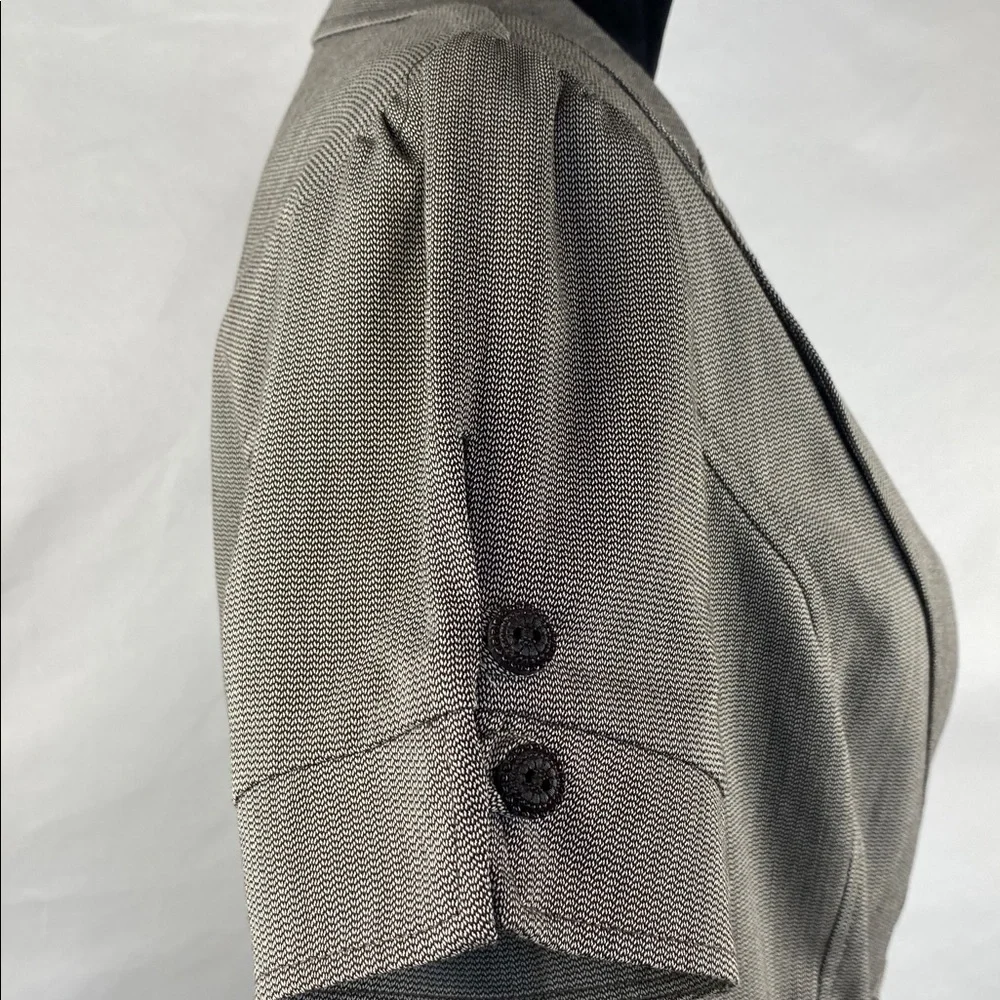 Vintage Y2K Studio Y Brown & White Pleated Short Sleeve Blazer Lace Trim Pockets - Picture 5 of 7